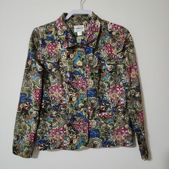 Christopher & Banks Jackets & Blazers - Christopher & Banks Womens Button-Up Jacket Colorful Stretch Lightweight Size M